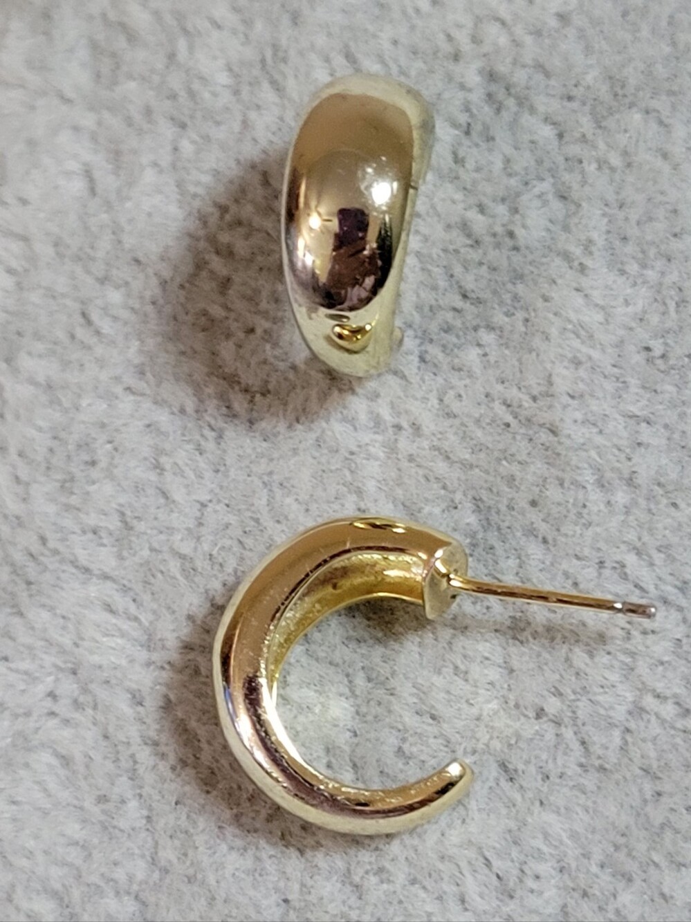 Vintage 925 Sterling Silver Gold Vermeil Chunky C-Hoop Post Earrings High Polish